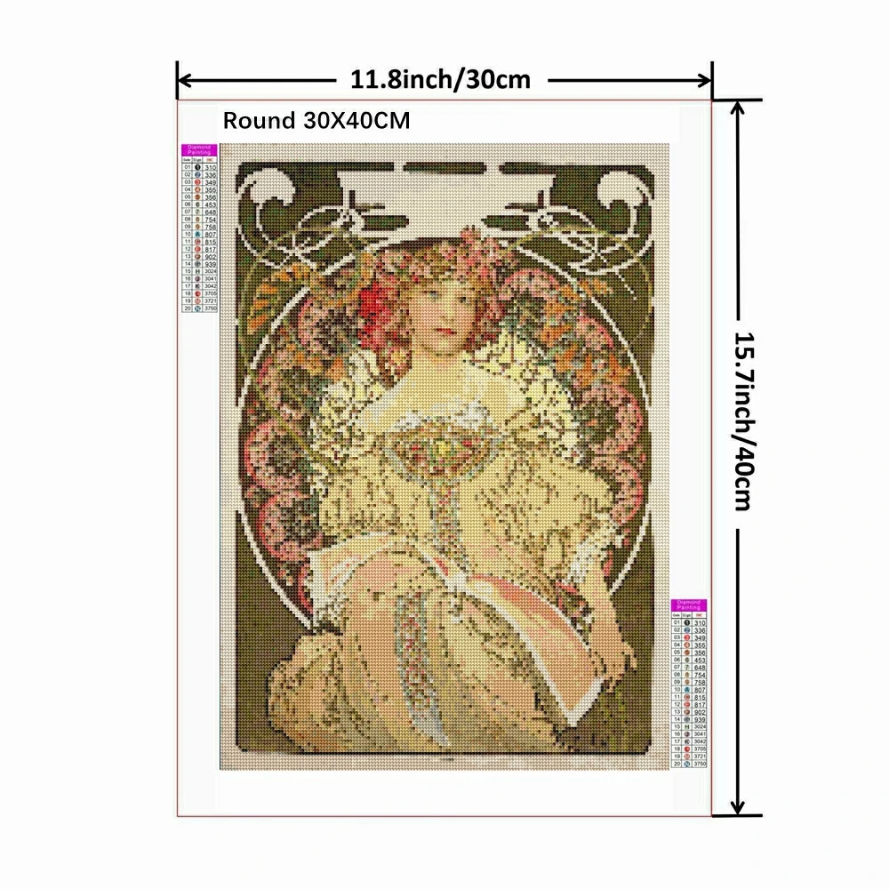 Alphonse Mucha 5D obraz diamentowy DIY haft Vintage piękno Nouveau kobieta ścieg krzyżykowy obraz mozaikowy rękodzieło Home Decor