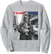 Polarshe Trump And Cat 2024 Comical Political  Unisex Crewneck Sweatshirt