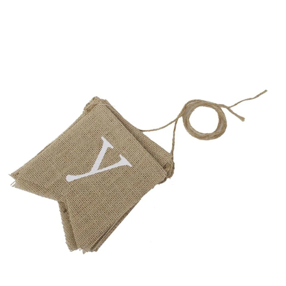 

Letter Burlap Flag Hessian Bunting Banner Rustic Vintage Party Decoration Bridal Shower Hen Event Decor Festive Flags