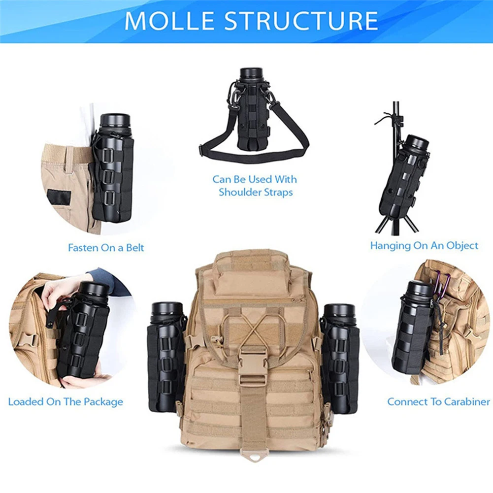 Molle Water Bottle Bag Multi-Purpose Camping Water Bottle Holder Pouch Travel Water Kettle Carrier for Hiking Travelling Camping
