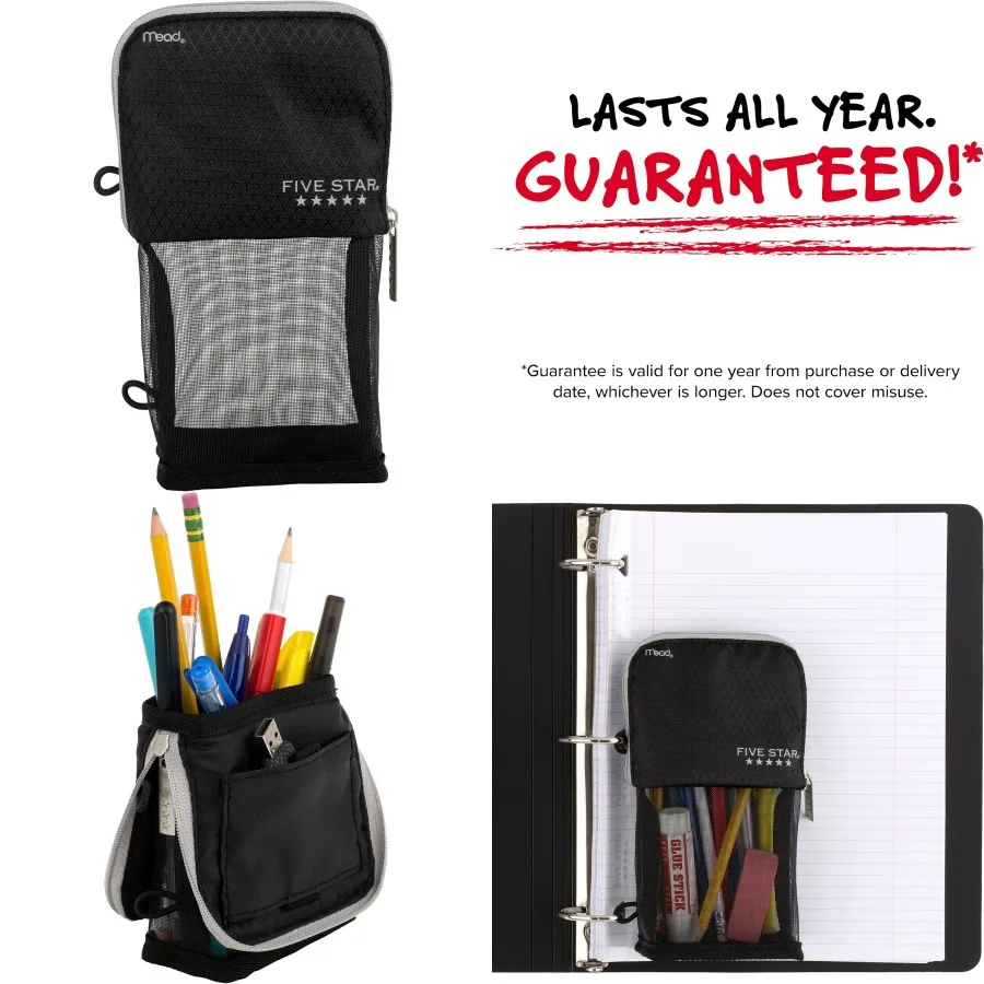 

Пенал с пятью звездами и подставкой для хранения вещей на молнии. Подходит для переплета с 3 кольцами. Идеальный органайзер для хранения школьных принадлежностей.