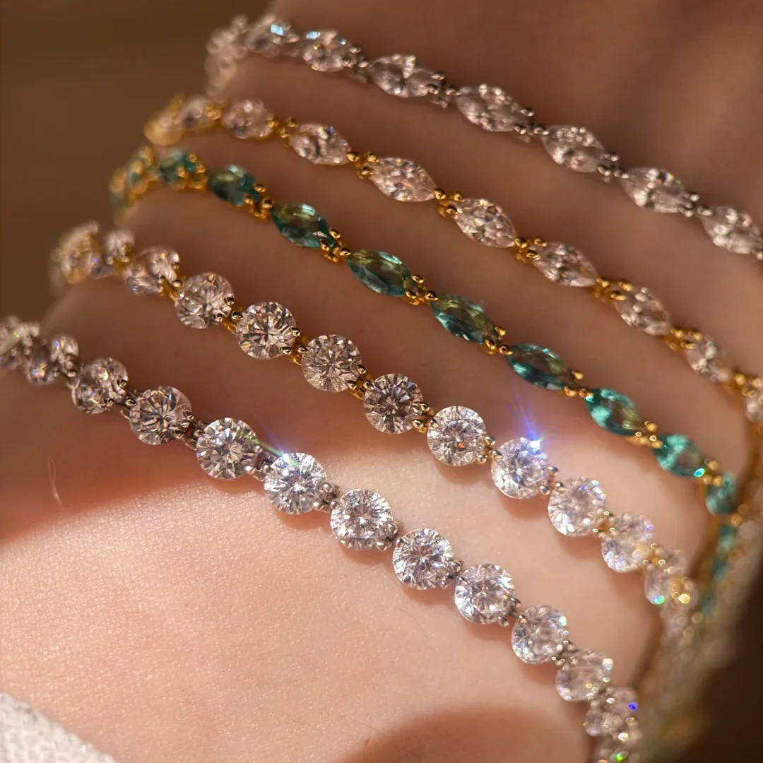 Sparkling Bare Diamond Lace Tennis Bracelet Sparkling Zircon Exquisite Versatile Stacked Bracelet Women's Wedding Jewelry