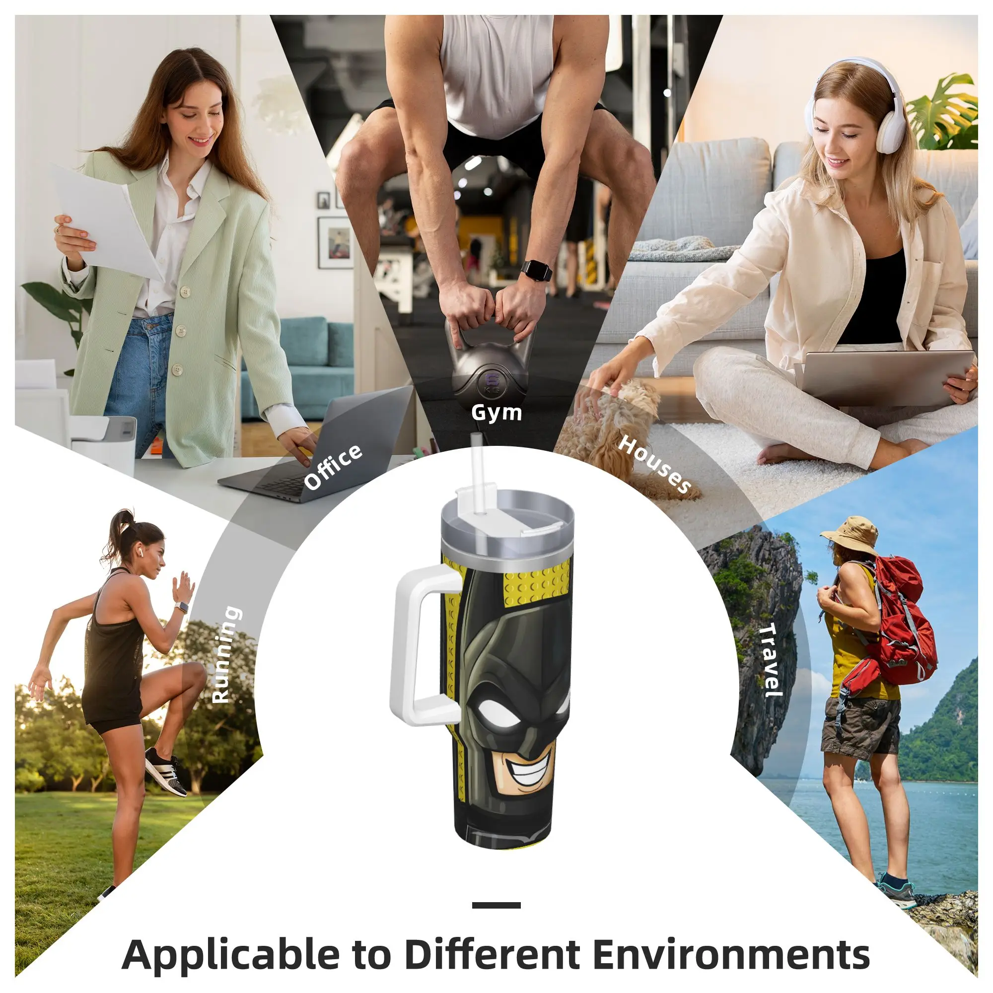 Stainless Steel Tumbler B-Batmans Cartoon Mugs Cup With Straws 3D Travel Hot Drinks Water Bottle Insulated 40oz Thermal Cups view 6