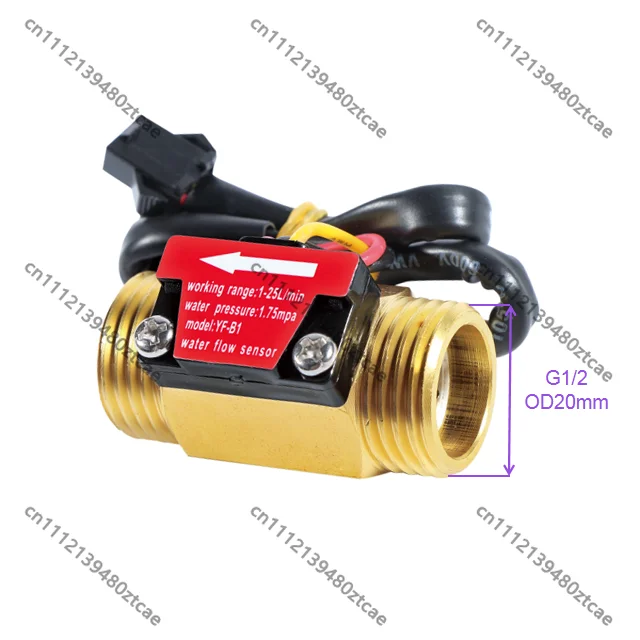 DN15 Brass High Precision Turbine Flow Meter NPN Pulse Signal 1 to 25L min for Heating Pump