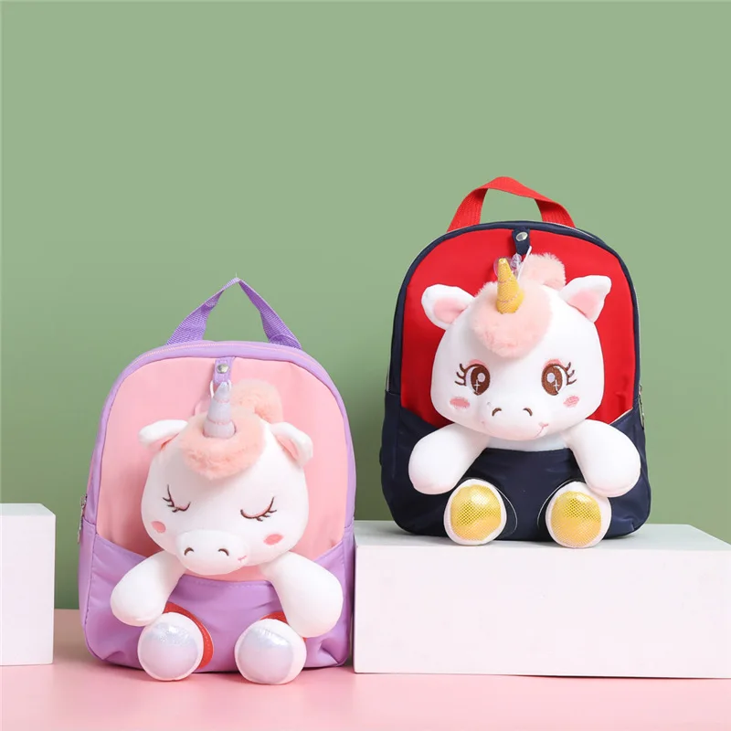 Children Backpack Kindergarten Cartoon Plush Doll Toddler Backpack Unicorn Backpack for Girl Mother Kid Bag Çocuk Çantası Kız 가방