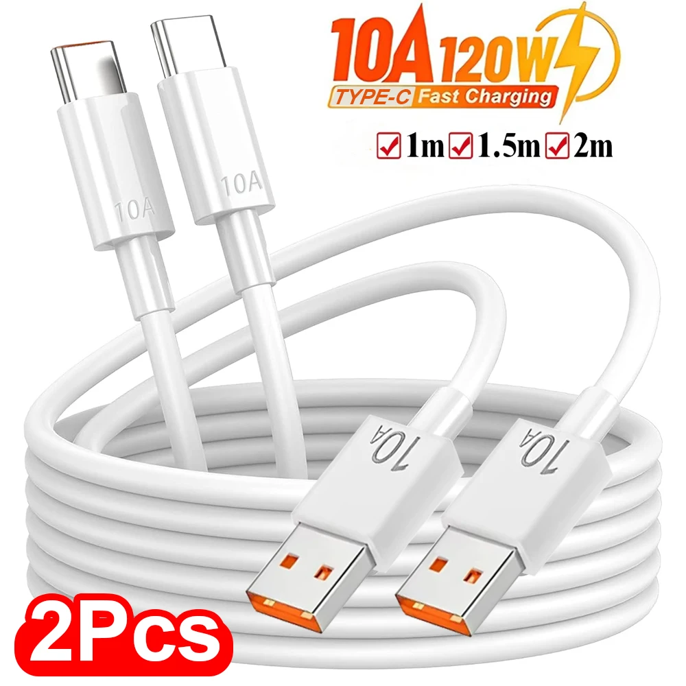 1/2/3Pcs USB Type C Charger Cable 10A 120W Super Fast Charging Wire High Speed Data Transmission Wear Resistant Charging Cord