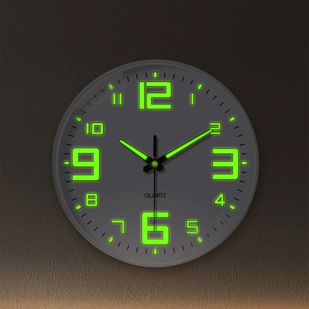 20cm Luminous Wall Clock No Punch Wall Clock for Home Use Silent Movement Easy To Read Glow-in Dark Clock For Living Room Clock