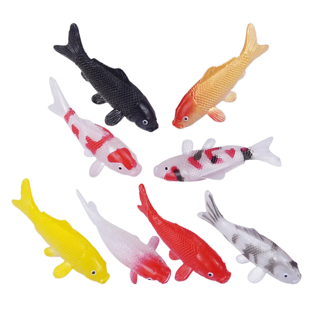 

8Pcs Small Carp Statues Realistic Design Aquarium Centerpiece for Fish Tank Decoration DIY Craft Miniature Garden