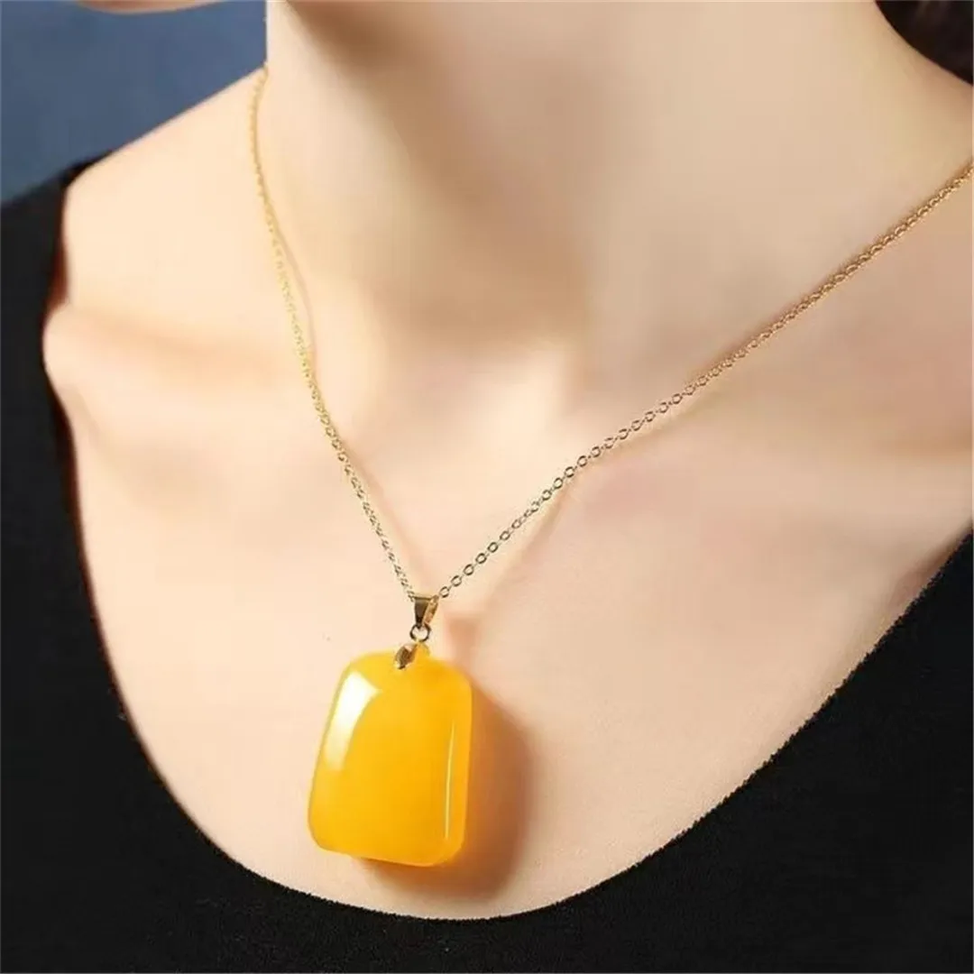 Natural Amber Pendant Necklace Jewelry For Woman Man Healing Beauty Luck Gift Silver Crystal Beads Reiki Gemstone Stone AAAAA