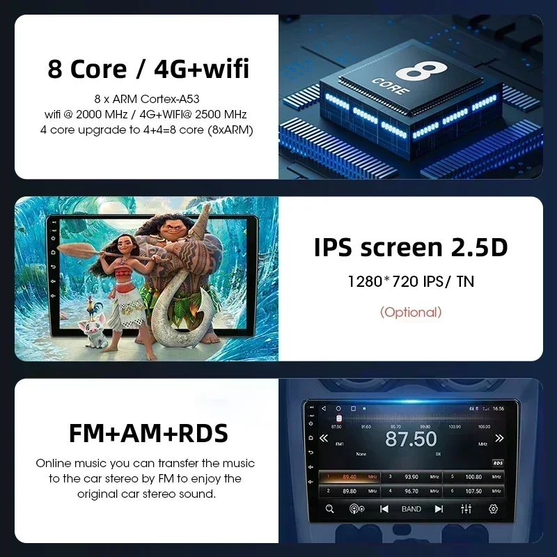 JMCQ 2Din 4G Android 12 Car Radio Multimedia Video Player For Renault Logan 1 Sandero 2009-2015 Dacia Duster Carplay Navigation