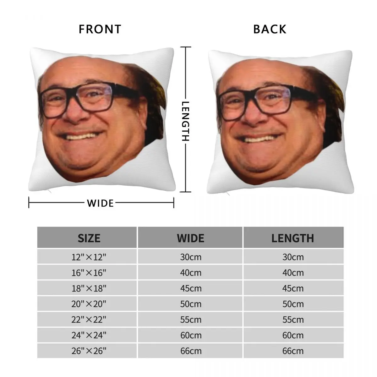 Danny Devito Square Pillowcase Polyester Linen Velvet Printed Zip Decor Throw Pillow Case Room Cushion Cover