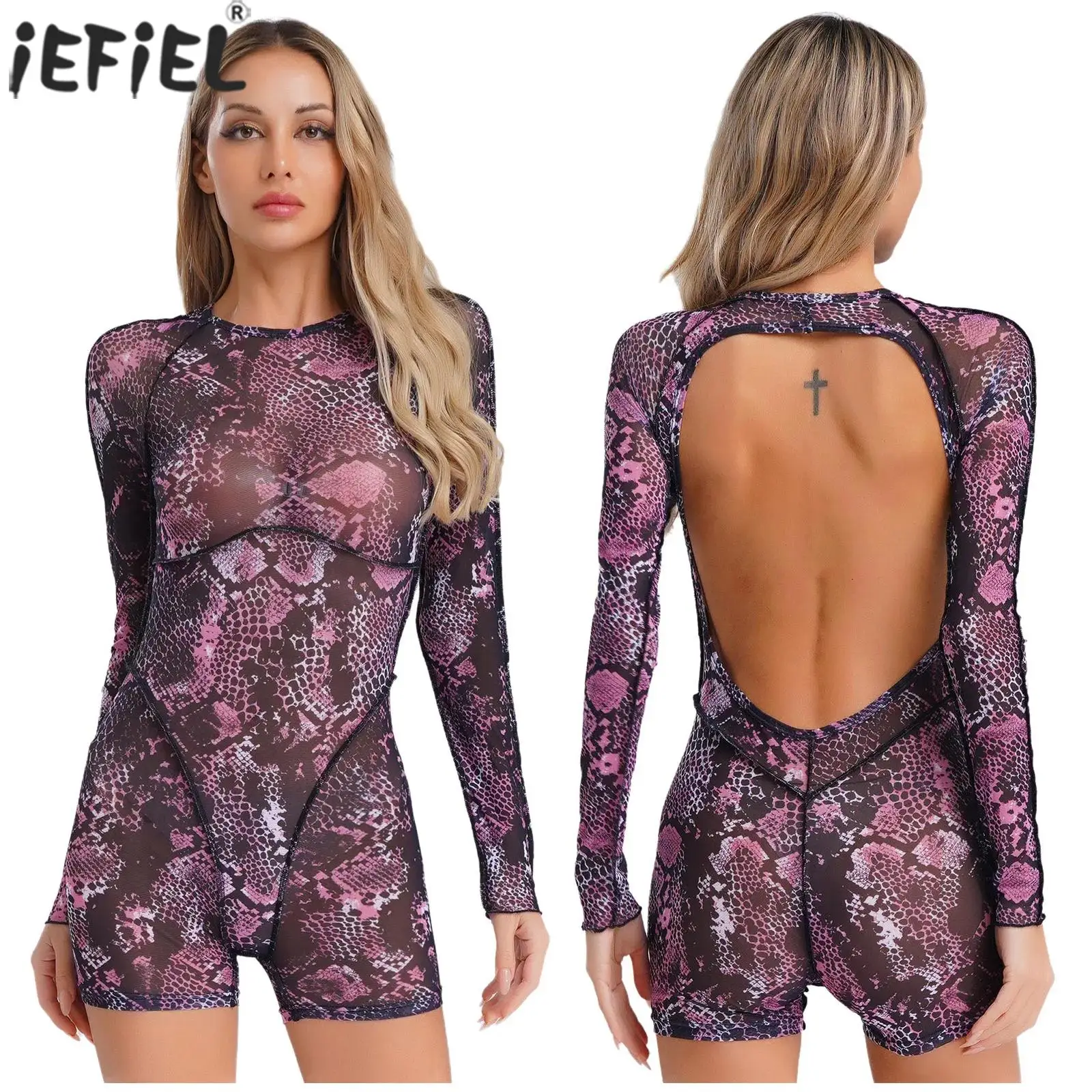 

Women Sissy Lingerie Tempting Jumpsuit Backless See Through Bikini Cover Bodysuit for Tempting Night Private Pool Parties Wear