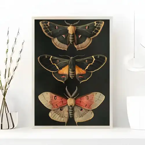 Black White Dark Butterfly Moth Poster art painting sticker with prints Home bedroom living room decoration gift - Image 15