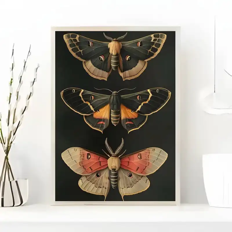 Black White Dark Butterfly Moth Poster art painting sticker with prints Home bedroom living room decoration gift - Image 15