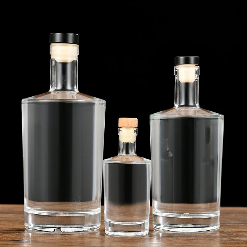 Round style whiskey decanter clear glass barware Alcohol Bottle for Liquor Scotch Bourbon