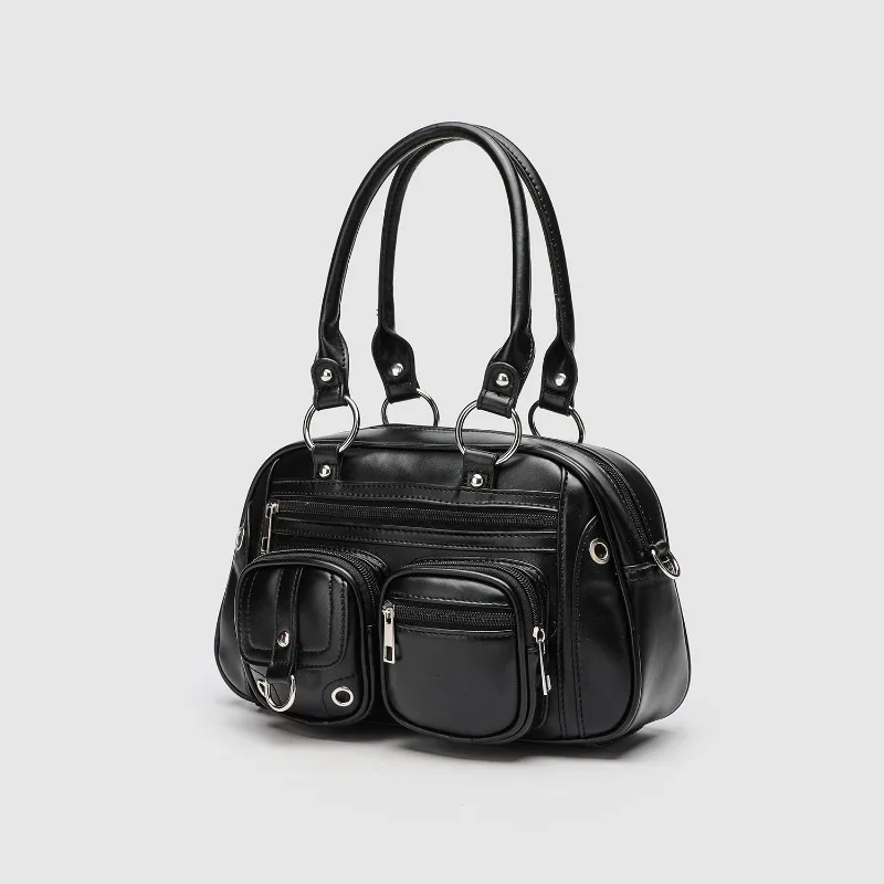 GAINNY Y2k Black Luxury Designer Handbag Bag Women Vintage Punk PU Leather 2024 Trend Motorcycle Crossbody Bag Female Purse