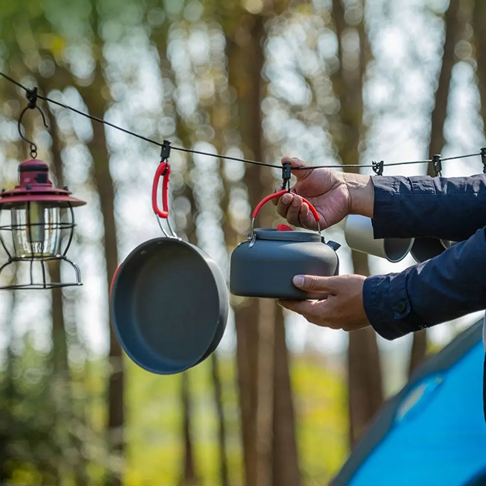 Multifunctional Outdoor Clothesline Windproof Non-slip Travel Laundry Drying Line Multi-purpose with 10 Hooks