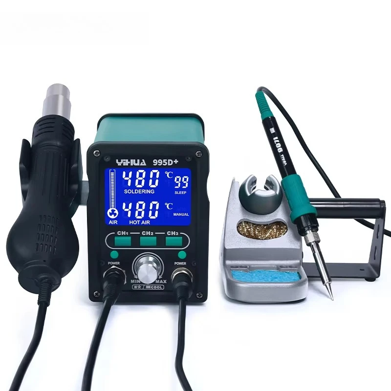 CH1/CH2/CH3 Three Storage YIHUA 995D+ Desoldering Hot air Rework Soldering Station