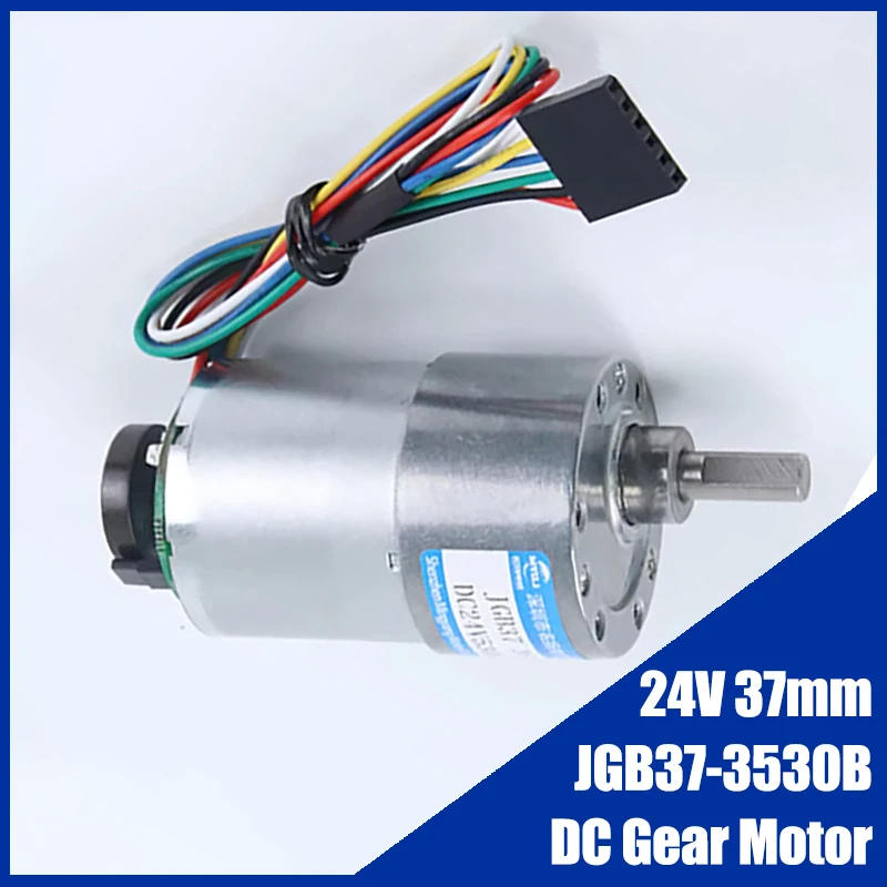 

JGB37-3530B Motor 37mm All metal gears DC Gear Motor With Hall Encoder 24V Adjustable Low Speed CW CCW
