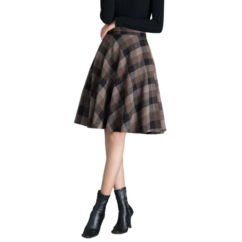 

Custom Made Fashion Autumn 2023 Women Mini Skirts Casual Loose Plaid Pockets High Waist Jupes Elegant A-line Check Short Skirts