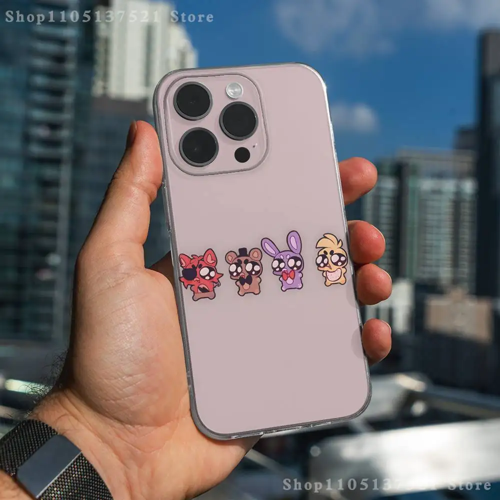 Funda de teléfono F-Fnaf Five-Nights-At-Freddys para iPhone 17,16,15,14,13,12,11 Pro,Max,Plus,X,XS,XR,SE4,E Mini funda suave transparente