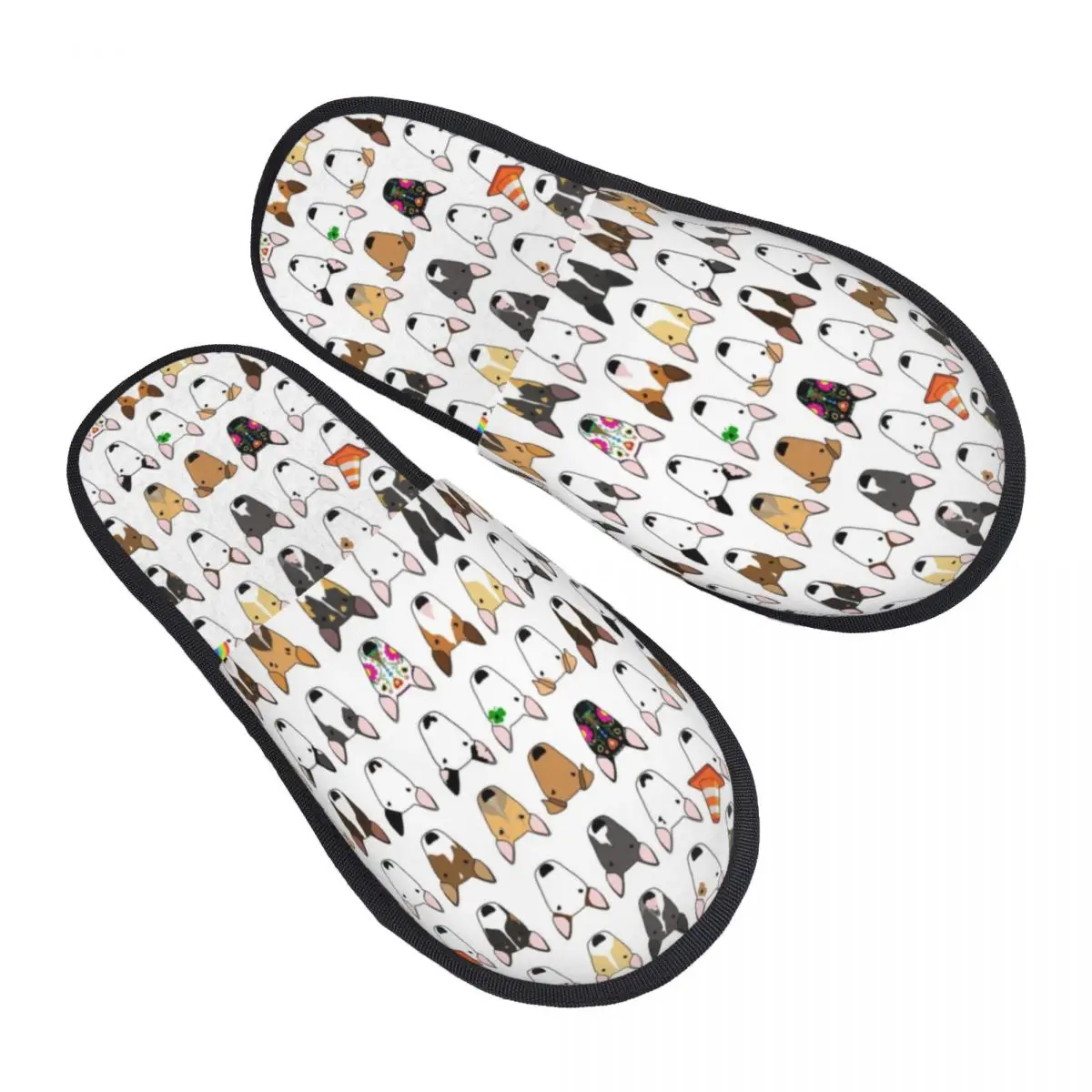 Custom Bull Terrier Dog Repeat Pattern Comfy Scuff With Memory Foam Slippers Women Animal Hotel House Shoes