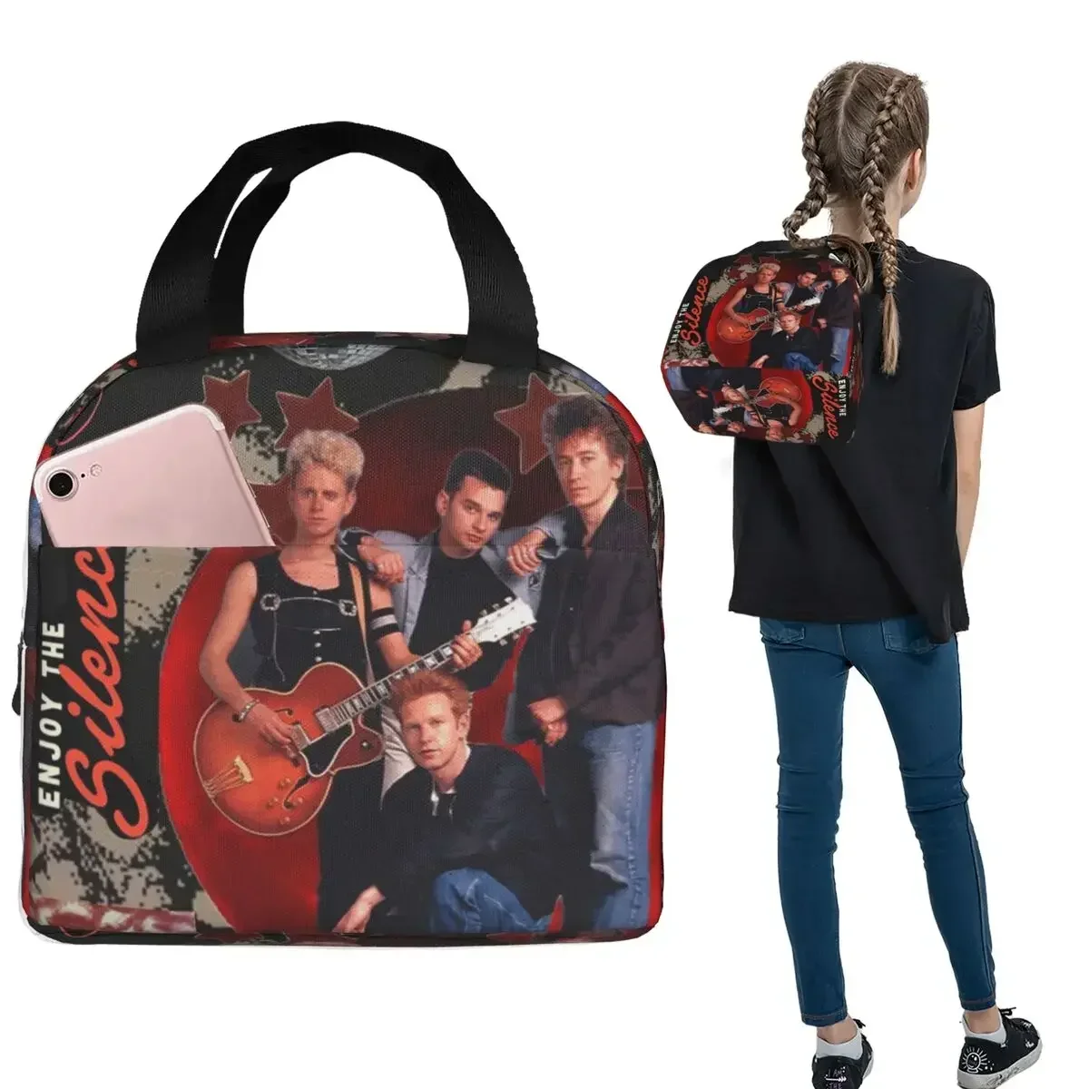 Depeche Cool Mode Merch Memento Mori Insulated Lunch Bag for Women Kids Portable Food Boxes Thermal Lunch Box Tote
