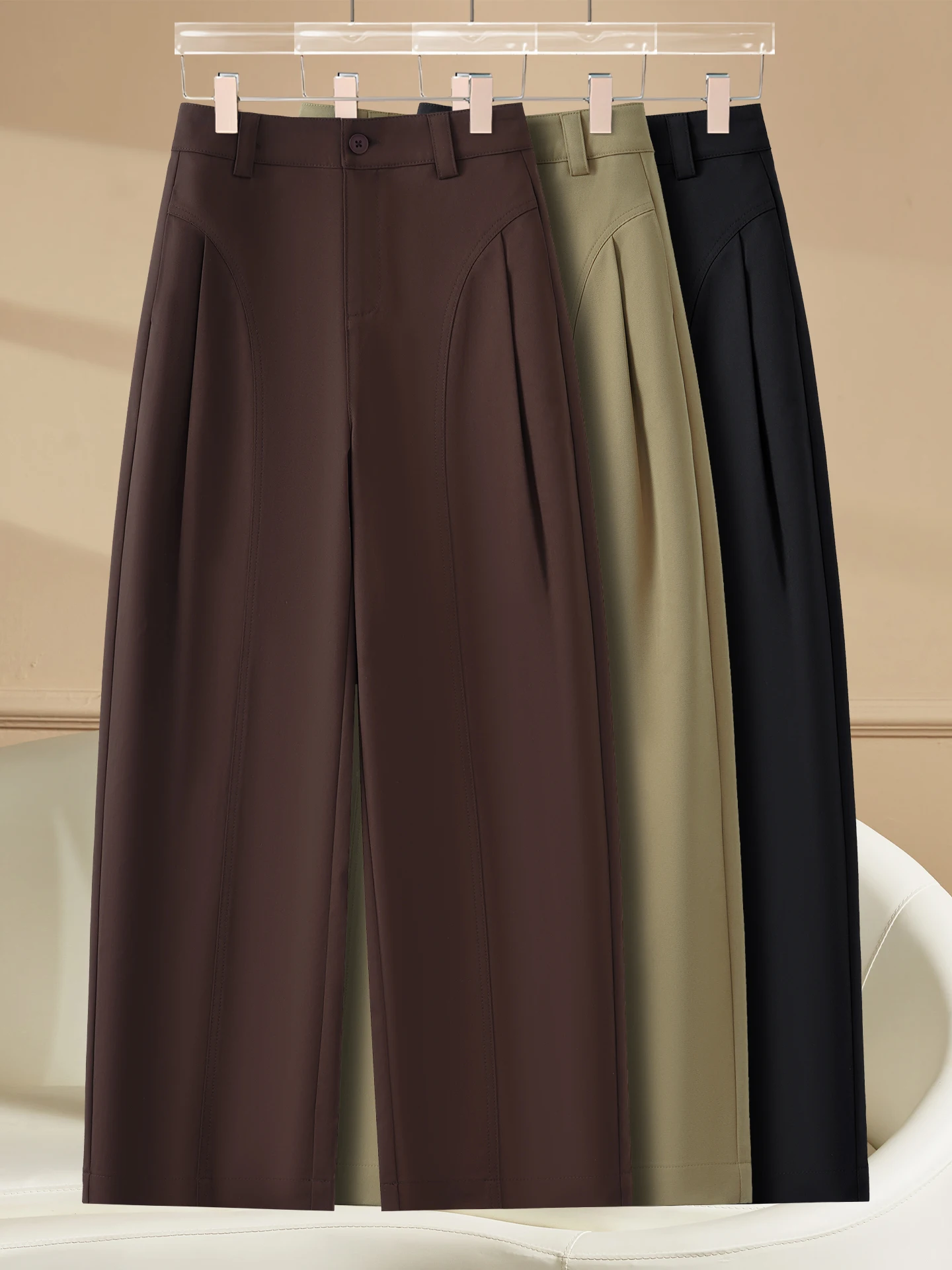 

High Waist Wide Leg Knife Pants Women's Casual Loose Fit Spring Autumn New Style Popular Slimming Bass Pants