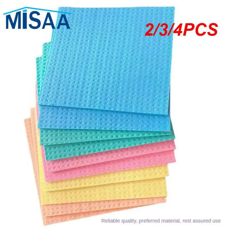 2/3/4PCS Kitchen Rag Washable Effective Wood Fiber Rag French Wood Pulp Cotton Rag Absorbent Reusable Polychromatic Baijie Cloth