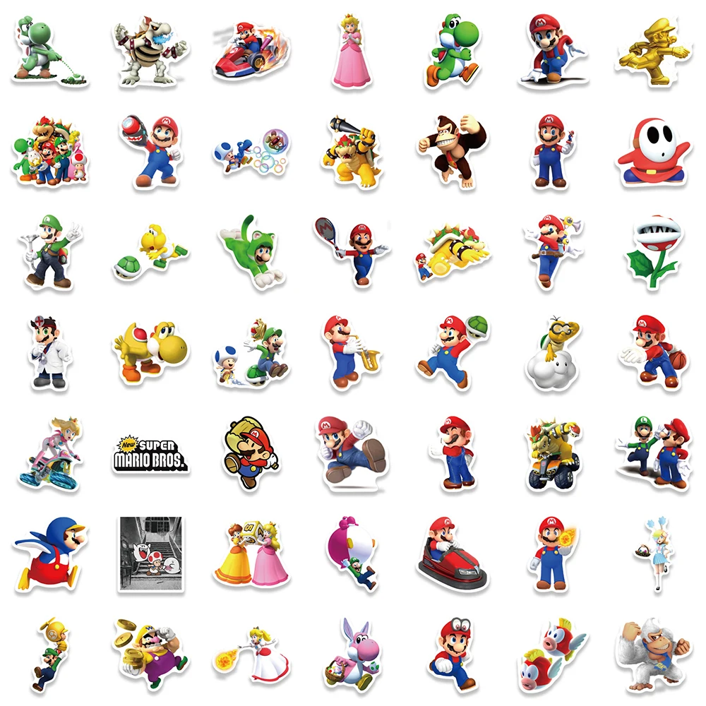 10/30/50/100PCS Game Super Mary Series Stickers Mario Bros Luigi  DIY Phone Suitcase Noteobook Decals Anime Children Gifts Toys