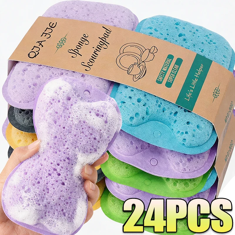 24/1Pcs Soft Sponge Absorbent Clean Rub Rust Scouring Pad Household Kitchen Dish Washing Double-sided Cleaning Brush Sponge Tool