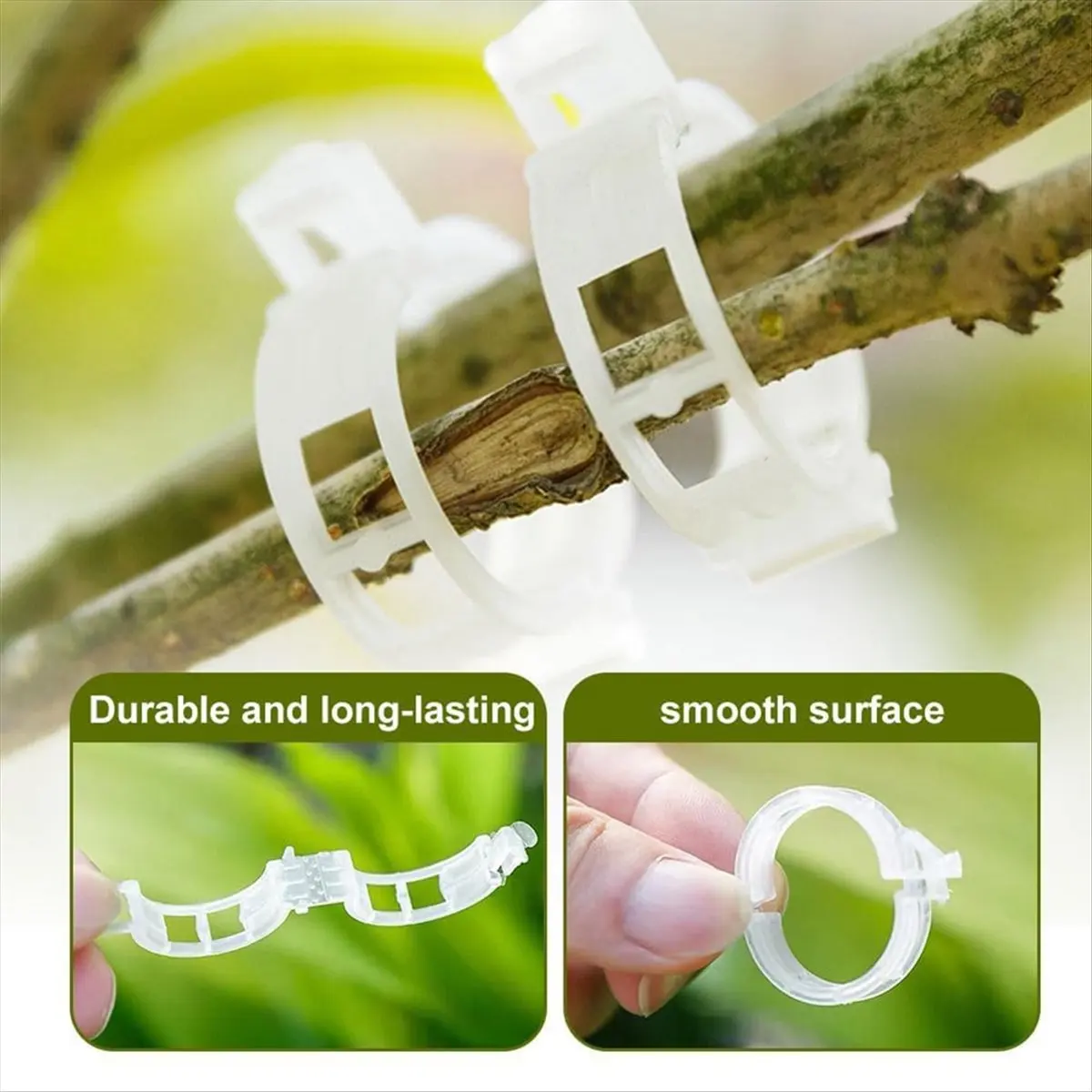 A95G 200PCS Plant Support Garden Clips Tomato Clips Supports/Connects Plants/Twine/Vines Trellis/Cages Plant Vine Green