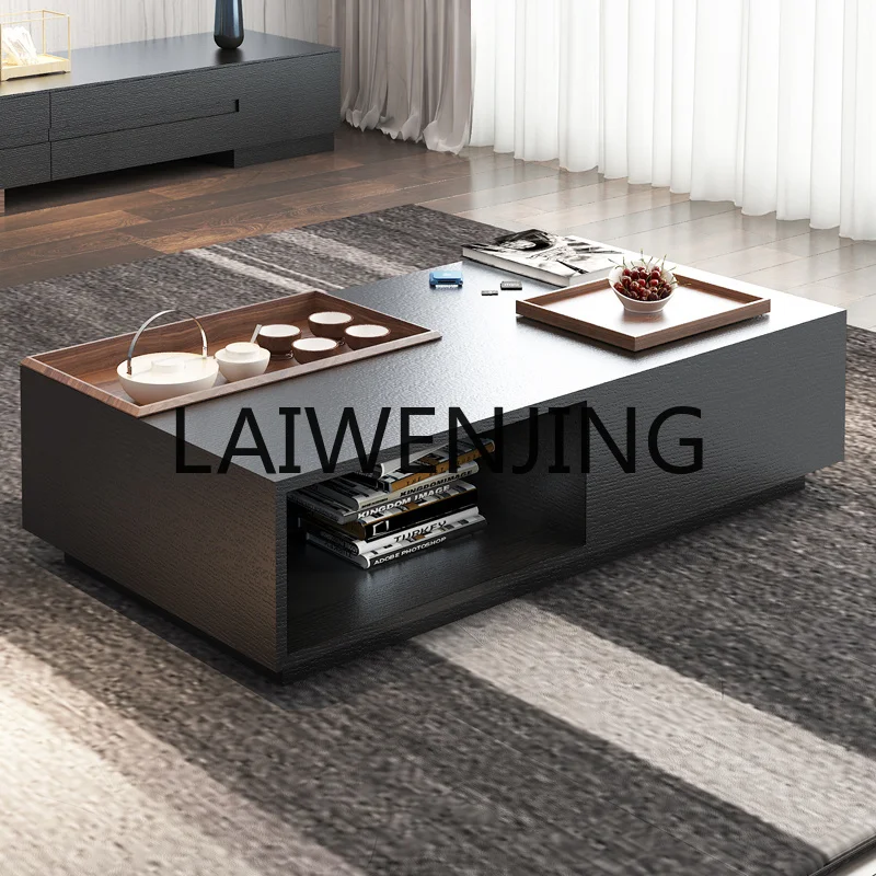 Modern simple coffee table Nordic black large and small apartment living room exquisite storage tea table