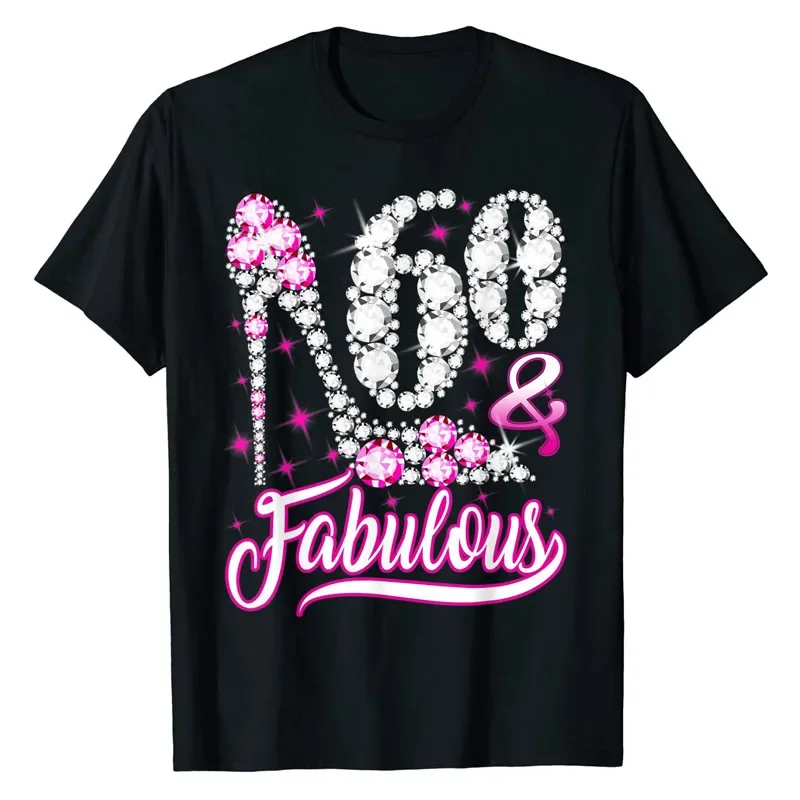 

60 Years Old Gifts 60 & Fabulous 60th Birthday Pink Diamond T-Shirt Mama Grandma Gifts Women's Fashion Basics Graphic Tee Tops