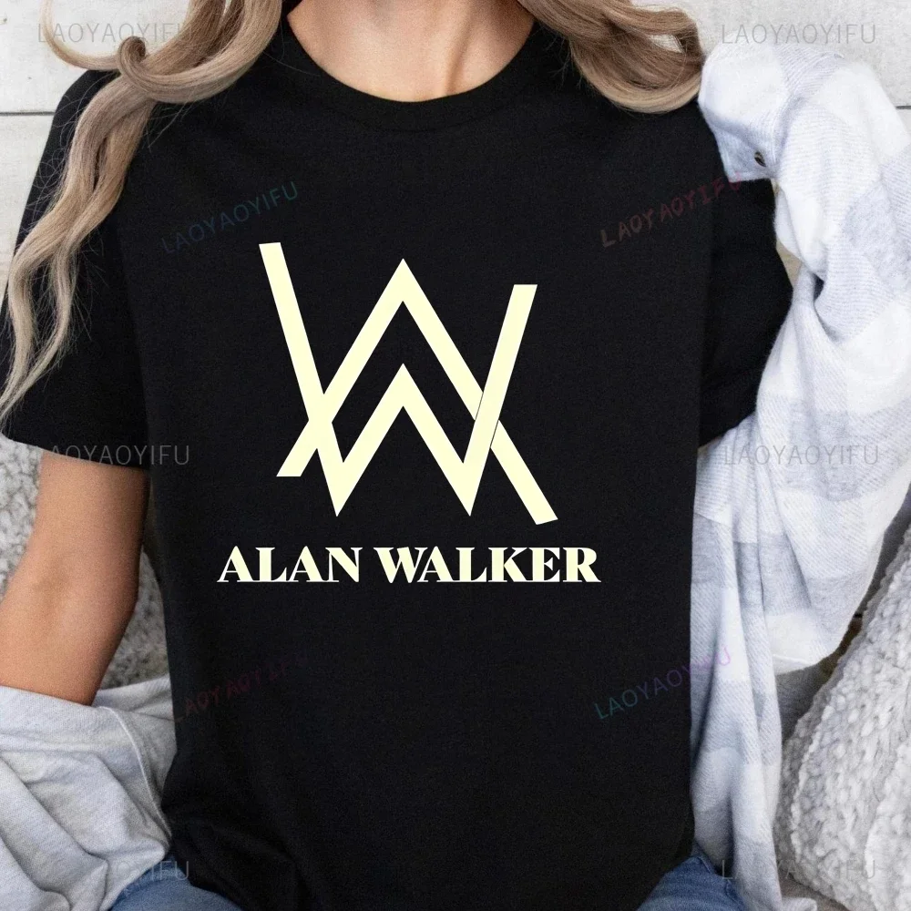 

Norwegian DJ Artist Alan Walker Graphic Print T-shirt Top Fashion Short Sleeved Neutral Casual Shirt Oversized Cotton T-shirt
