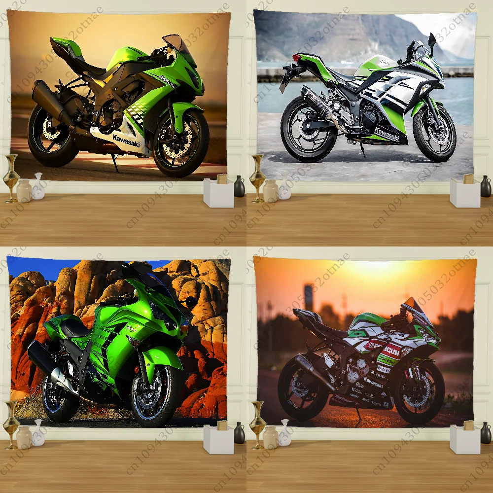 

Motorcycle Ninja Hr2 Tapestry Creative Pattern Living Room Wall Art Tapestry Decor Party Outdoor Decorate K-KawasakiS Banners