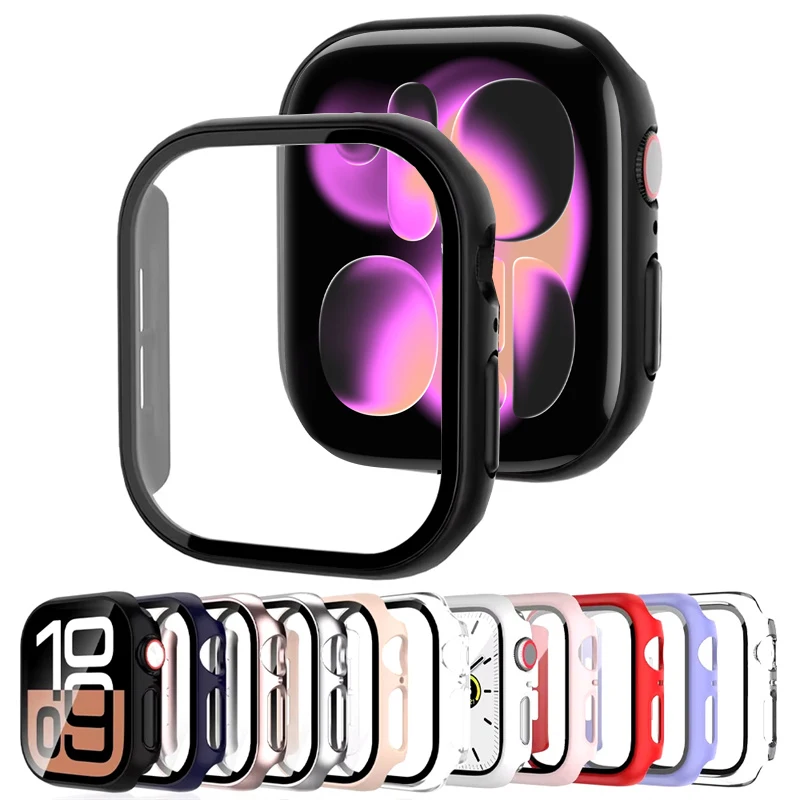 Tempered Glass+Case For Apple Watch 46mm 42mm 40mm 41mm 44mm 45mm Screen Protector Protective Cover iWatch 11 10 8 7 9 6 SE 5 4 image 5