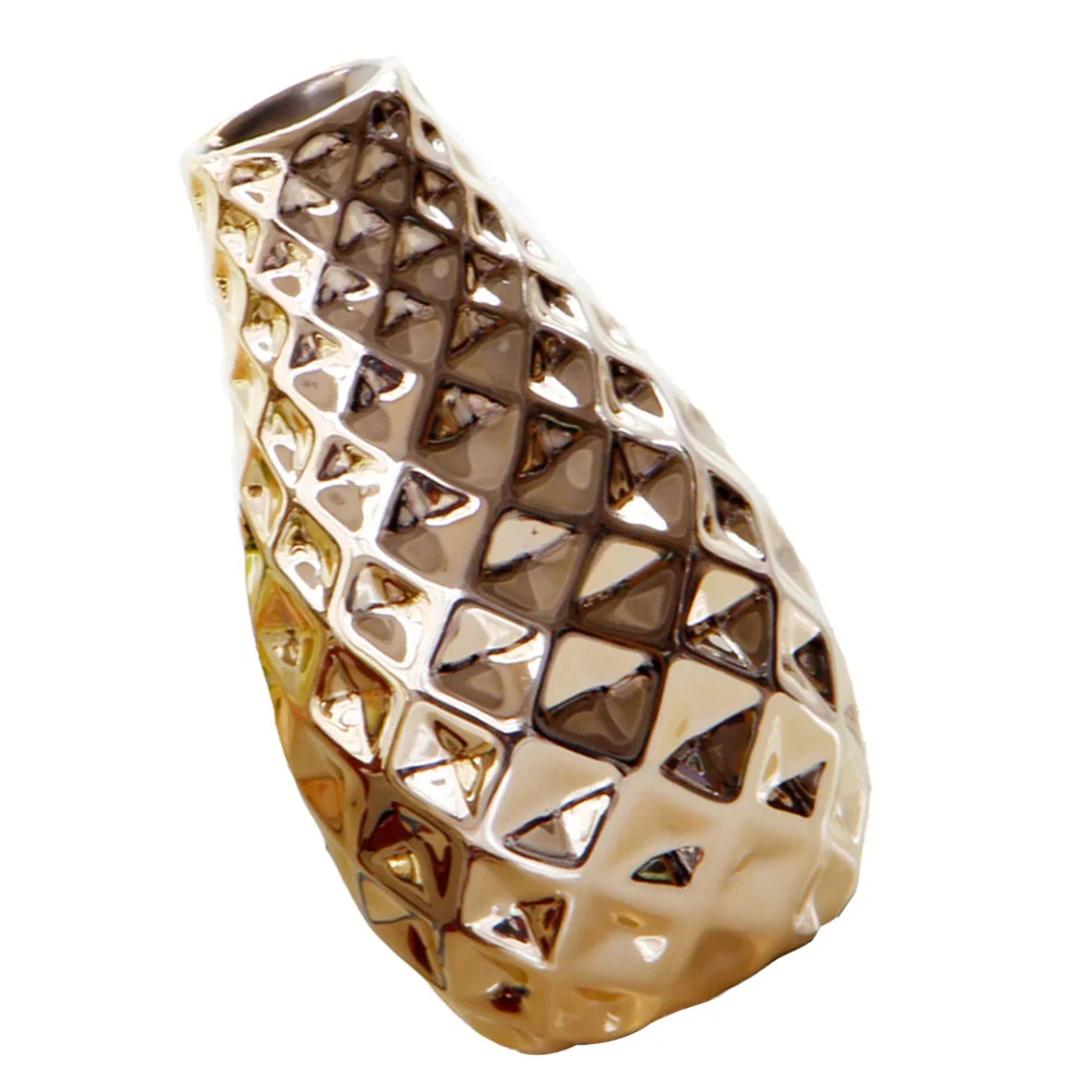 

1Pcs Gold Ceramic Vase Vintage Style Flower Planter Home Office Desktop Decoration Creative Unique Small Plant Pot