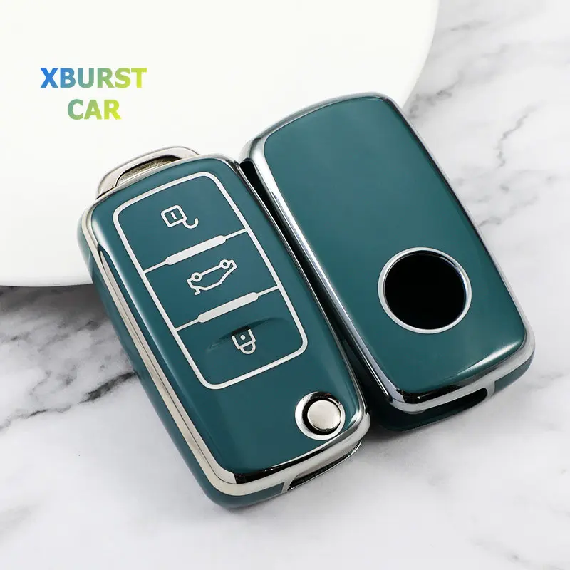 For Volkswagen VW Polo Golf Passat B5 B6 B7 B8 Golf Bora Jetta Skoda Octavia A5 A7 Fabia Seat TPU Car Key Case Cover Shell