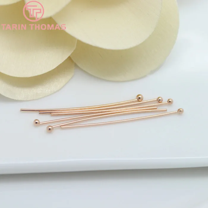 (5217)50PCS 100PCS18MM 30MM 40MM 24K Gold Color Plated Brass Ball Pins Connect Beads Pins High Quality Diy Jewelry Accessories