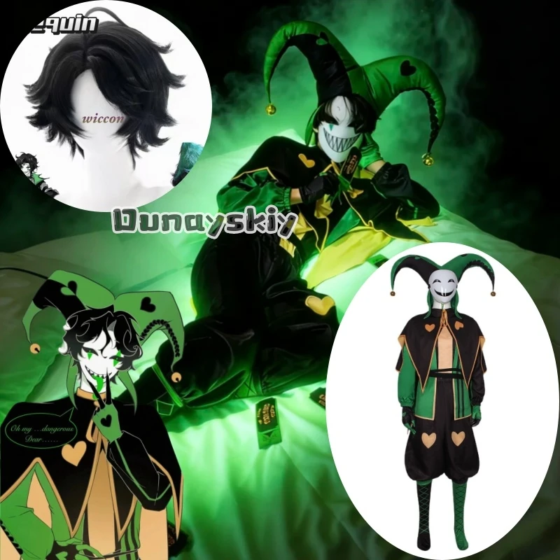 Disfraz de Payaso Pierrot, Conjunto Completo de Cosplay de Harlequin, Disfraz de Joker para Adultos, Hombres y Mujeres, Uniforme Completo para Halloween, Juego de Roles, El Circo