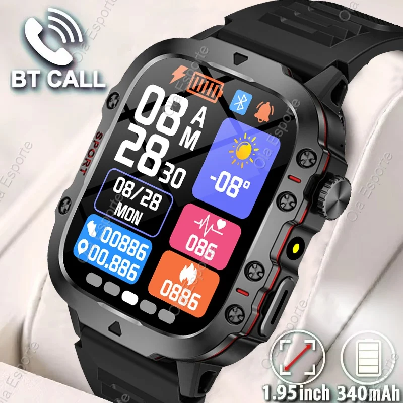 2024 New 1.81 Outdoor Military Man Smart Watch Men Bluetooth Call Smartwatch Men For Android IOS IP67 Waterproof Ftiness Watches