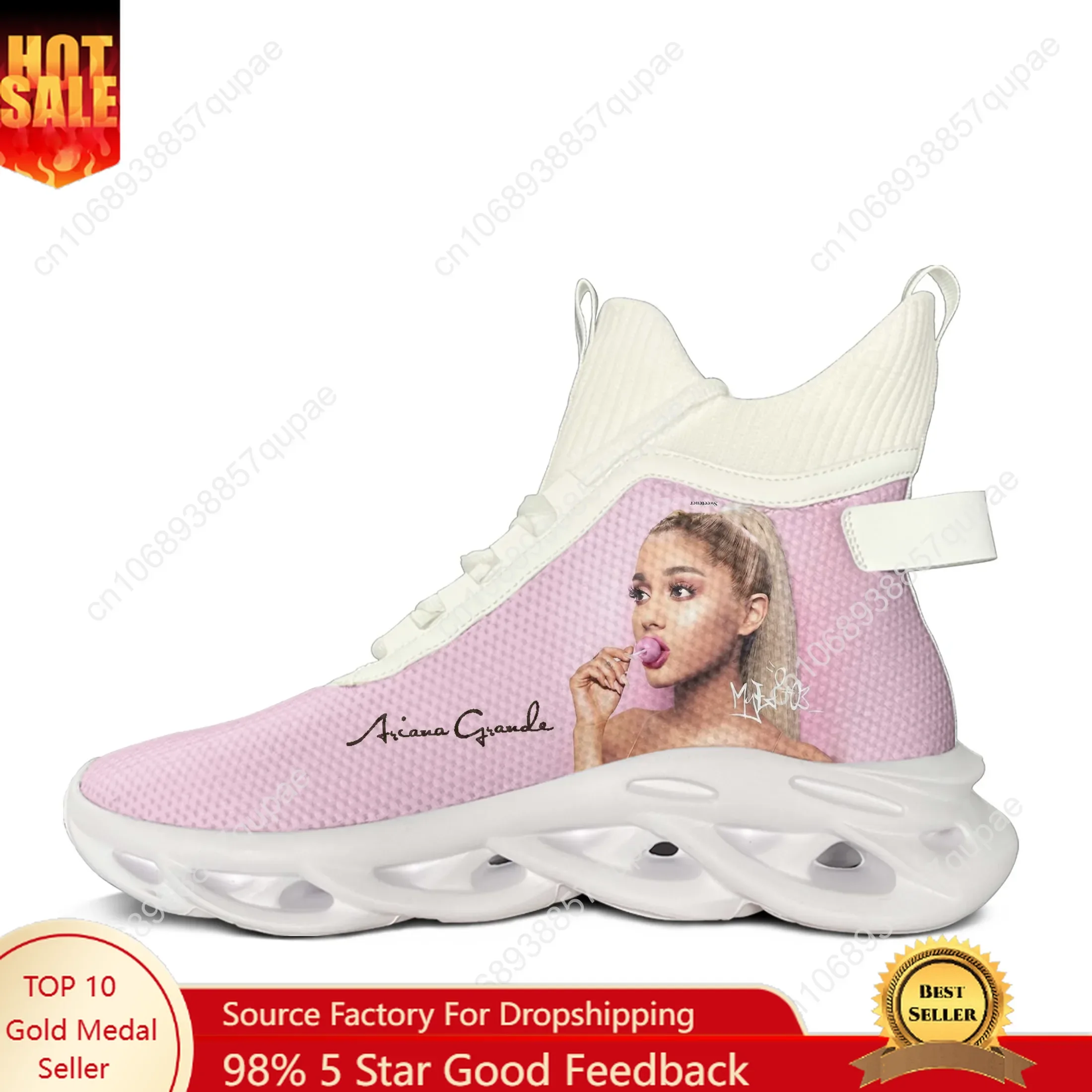 

Ariana Grande High Top Flats Sneakers Singer Men Women Sports Running Shoes High Quality Sneaker Mesh Footwear Custom Shoe