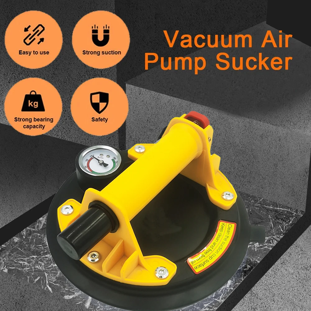 Ventosa de vacío de alta resistencia de 8 pulgadas con manómetro para levantamiento manual de granito, azulejos y vidrio, modelo 2024