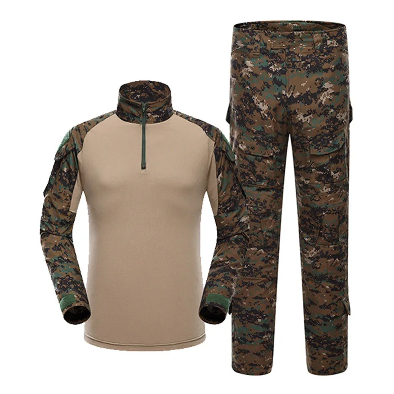 Traje de rana de manga larga para hombre, Camuflaje americano, traje de entrenamiento de rana al aire libre, traje táctico, uniforme militar, bosque Digital