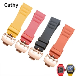 Silicone Watch Strap for Richard Mille Rm011 Strap Men's Waterproof Sweat-Proof Wear Comfortable Mill Rubber Watchband 25mm