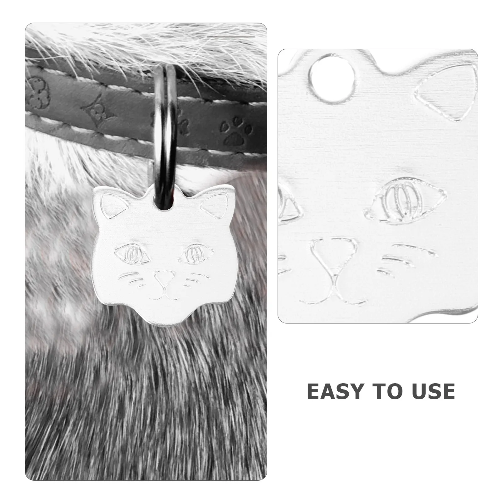 

10 Pcs Pet Dog Collar Name Tags Aluminum Alloy Engraved Cute Cat Head Shaped Personalized Dog ID Tags for Pets