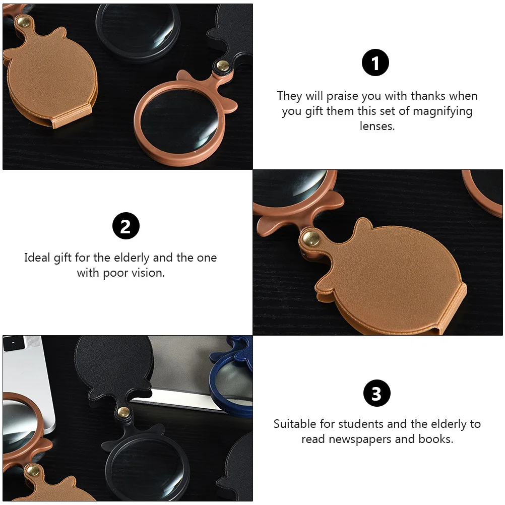 

Mini Portable Magnifying Glass 64mm Reading Observation Durable ABS Rubber Cover Lanyard Protection 64mm Magnifier