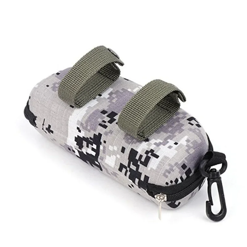 Camouflage Sunglasses Case Outdoor Portable Zipper Glasses Case Belt Sunglasses Organizer Storage Box for Outdoor Camping Hiking