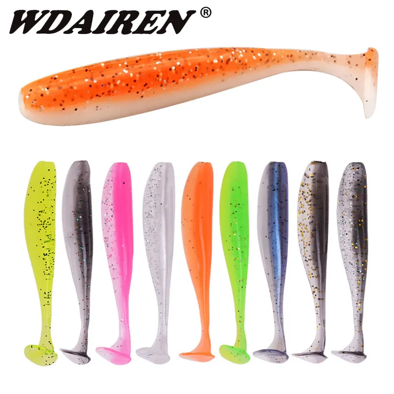 Señuelo blando WDAIREN 5cm 7,5cm 9,5cm Doble color ​   Shad-regalos artificiales de gusano de pesca, Wobblers de silicona para aparejos de pesca de